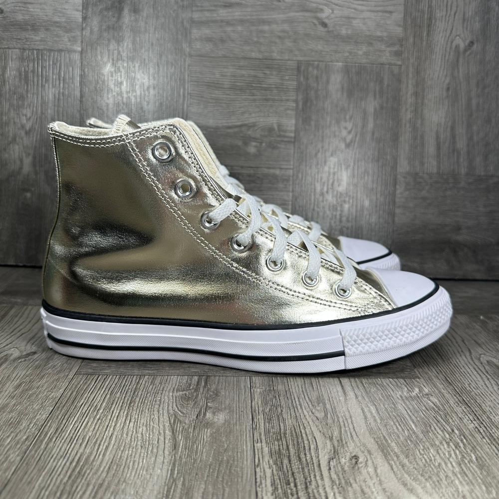 Converse Chuck Taylor All Star High Top Women 8 Gold Metallic A17953C NEW